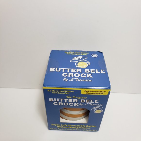 The Original Butter Bell Crock Yellow & White Striped Ceramic Butter Dish - Picture 5 of 13